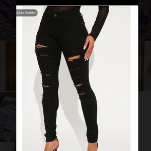 Black Mid-rise Distressed Skinny Jeans